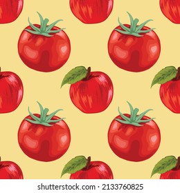 diseño de patrones sin fisuras de tomate rojo y frutas
