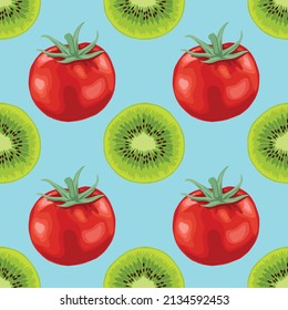 red tomato and fruits seamless pattern design