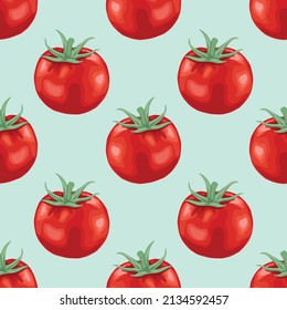 red tomato and fruits seamless pattern design