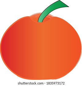 Red tomato with green branch, vector illustration