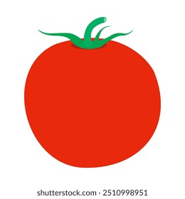 Red Tomato With Green Leaf Cartoon Vector Illustration