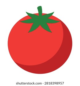 A red tomato with green leaves on a white background, symbolizing fresh and healthy food, perfect for culinary and nutrition concepts