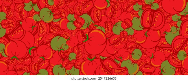 red tomato hand draw pattern background.vector illustration