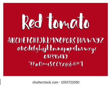 Red tomato. Handdrawn calligraphic vector font. Modern calligraphy.