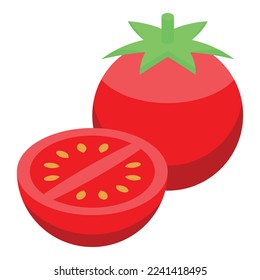 Red tomato icon isometric vector. Spanish food. Cooked table
