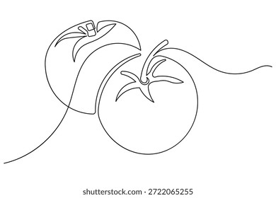 Red tomato icon simple outline single line art illustration isolated
