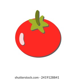 red tomato illustration isolated on white and transparent background. tomato 3d vector flat style minimalism vegetable