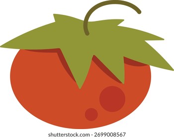 Red Tomato isolated graphic vector illustration Simple flat design cartoon style Fresh organic healthy food icon ingredient drawing isolated on black background