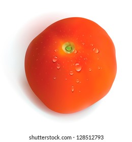 Red tomato isolated on white background