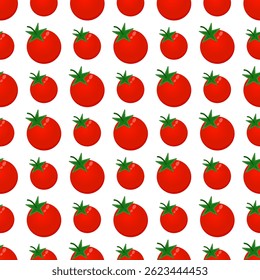 Red Tomato isolated on white background. Summer Seamless Pattern vector illustration