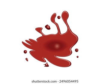 Red Tomato ketchup splash flying in air isolated on white background. vector illustration.