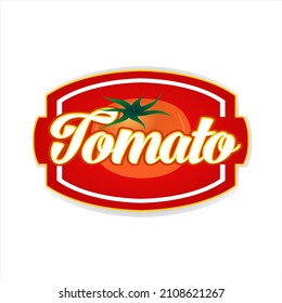Etiqueta roja de tomate con tipografía