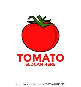 Red tomato logo template. Fresh vegetables vector design. Organic food logotype