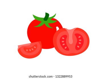 red tomato on white background. Vector Illustration