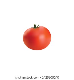 red tomato on white background