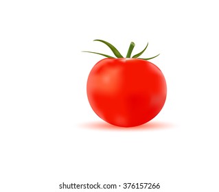 red tomato on white background
