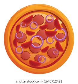 Red tomato onion pizza icon. Cartoon of red tomato onion pizza vector icon for web design isolated on white background