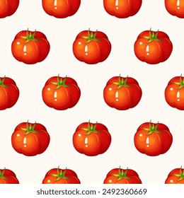 Red tomato pattern. Healthy organic food. Design for grocery, ads, cards, culinary products, seasoning, and recipe website decoration. Organic and healthy vegetables. Thanksgiving day. Fall Season.