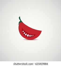 Red Tomato quarter vector icon