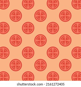 Tomate rouge. Motif Harmonieux. Style Plat Minimal. Légumes minimalistes. Arrière-Plan propre. Tranches de tomate. Illustration vectorielle moderne.