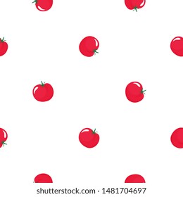 Red tomato seamless pattern. Organic vegetarian food. Used for design surfaces, fabrics, textiles, packaging paper