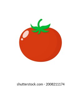Ilustración simple de tomate rojo sobre fondo blanco. Concepto simple de fruta fresca o verdura, diseño mínimo, pera, manzana, para icono, logotipo, símbolo