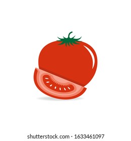 Red tomato slice isolated on white background. Vector illustration