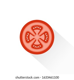 Red tomato slice isolated on white background. Vector illustration
