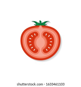 Red tomato slice isolated on white background. Vector illustration