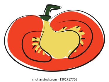 Red tomato sliced in half 