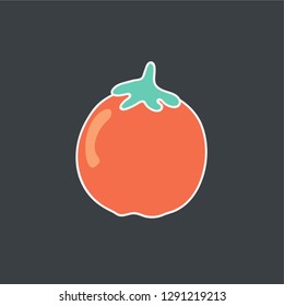 red tomato vector. hand drawn icon. food illustration. editable stroke.