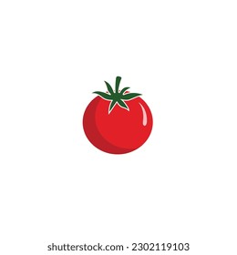 Red tomato vector illustration. Cut tomato, tomato slice, leaves, flowers and tomato seeds. Cartoon vegetable set of elements isolated on white background. Ttomato silhouette line art sign symbol icon