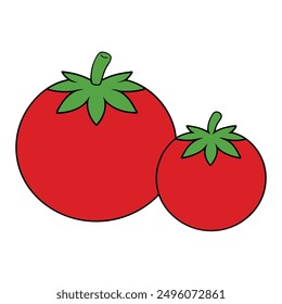 Red tomato vector illustration for digital design,clipart, and line art design, perfect for various projects.