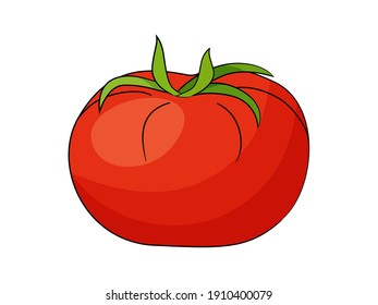 Ilustración vectorial de tomate rojo aislada en fondo blanco.