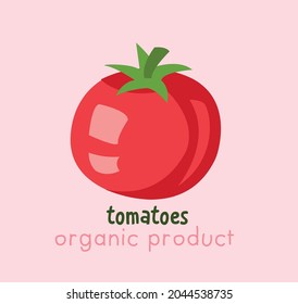 Red tomato vector illustration on pink background