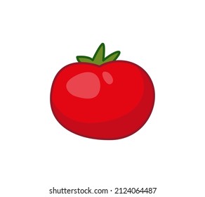 Red tomato. Vector illustration of a vegetable in a cartoon childish style. Isolated funny clipart on white background. cute print