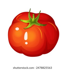  Tomate rojo. Vector ilustración realista. Aislado sobre un fondo blanco. Comida orgánica saludable. Verduras orgánicas frescas y saludables. Día de Acción de Gracias. Vegetariano vegetal. Temporada de otoño. Vector 3d.