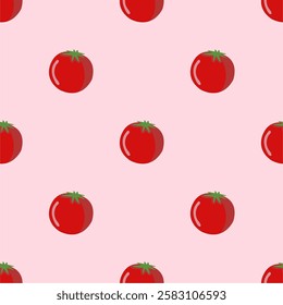 Red tomato vector seamless pattern.