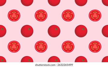 Red tomato vector seamless pattern.