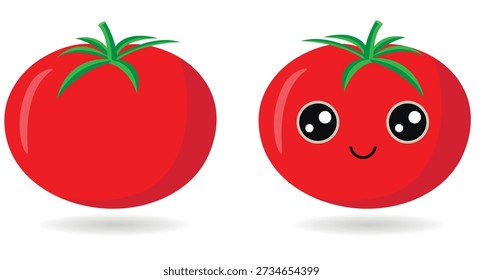 Vector de tomate rojo. Dos hermosos tomates rojos Vector. Vector de tomate rojo de cara linda. ilustración.