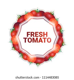 tomate rojo vegetal colorido espacio de círculo orgánico sobre fondo de patrón blanco estilo de vida saludable o concepto de dieta