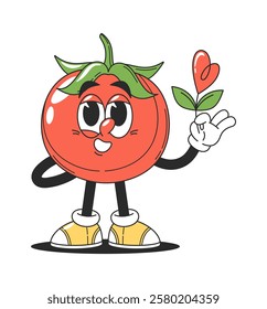 Red tomato vegetable groovy character