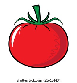 Red tomato vegetable isolated on white. Colorful design element. Eps 10 vector illustration.