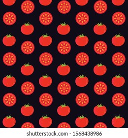 Red Tomato Vegetable Pattern Vector Background