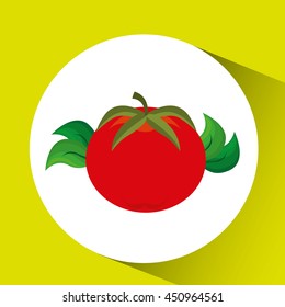 red tomato, vegetables and fruits, vector illustration
