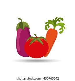 red tomato, vegetables and fruits, vector illustration