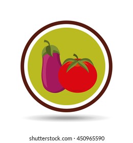 red tomato, vegetables and fruits, vector illustration