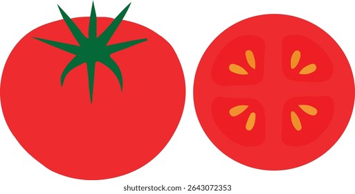 Red Tomato whole and slice vegetable icon collection vector design.
