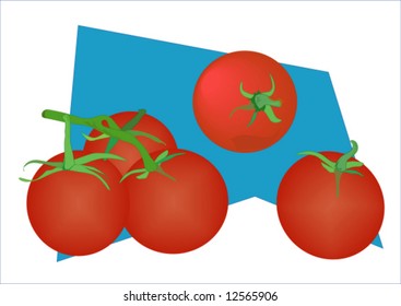 Red Tomatoes on Blue