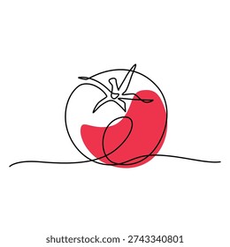 Red tomatoes one line drawing. Red tomatoes single line illustration. Red tomatoes minimalist line art. Red tomatoes vector art